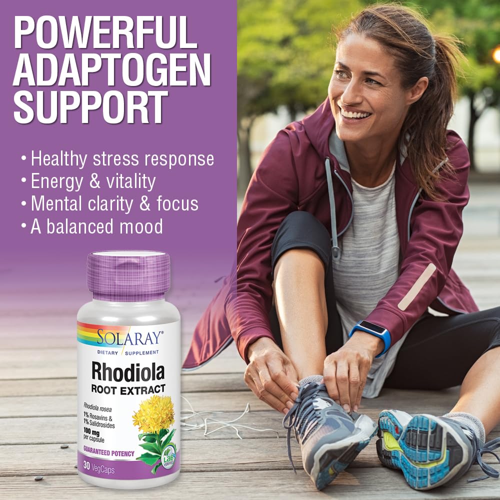SOLARAY Rhodiola : flacon durable et dosage facile pour une routine