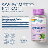 SOLARAY Saw Palmetto: etiquette montrant etiquetage clair et informatif