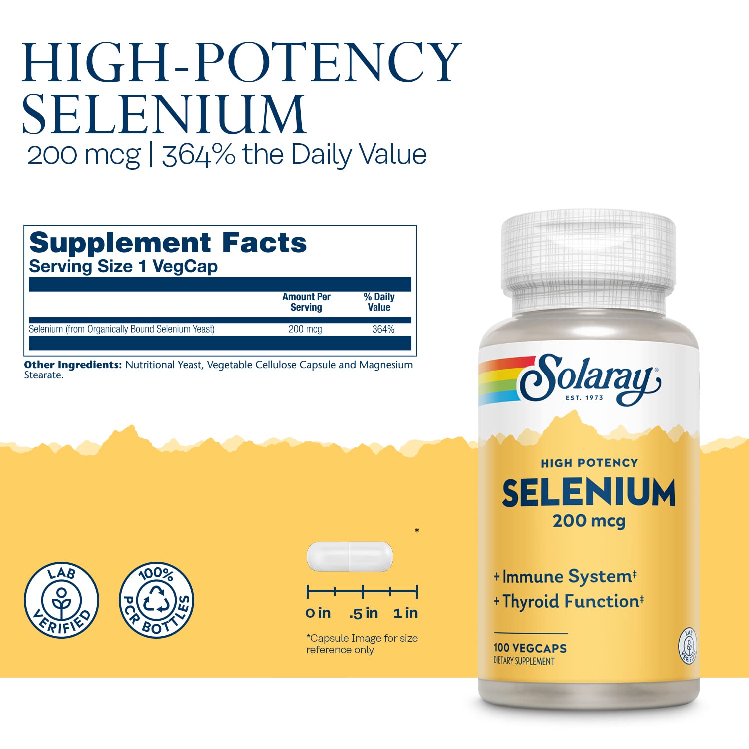 SOLARAY Selenium: gélule dosage, dosage quotidien clair.