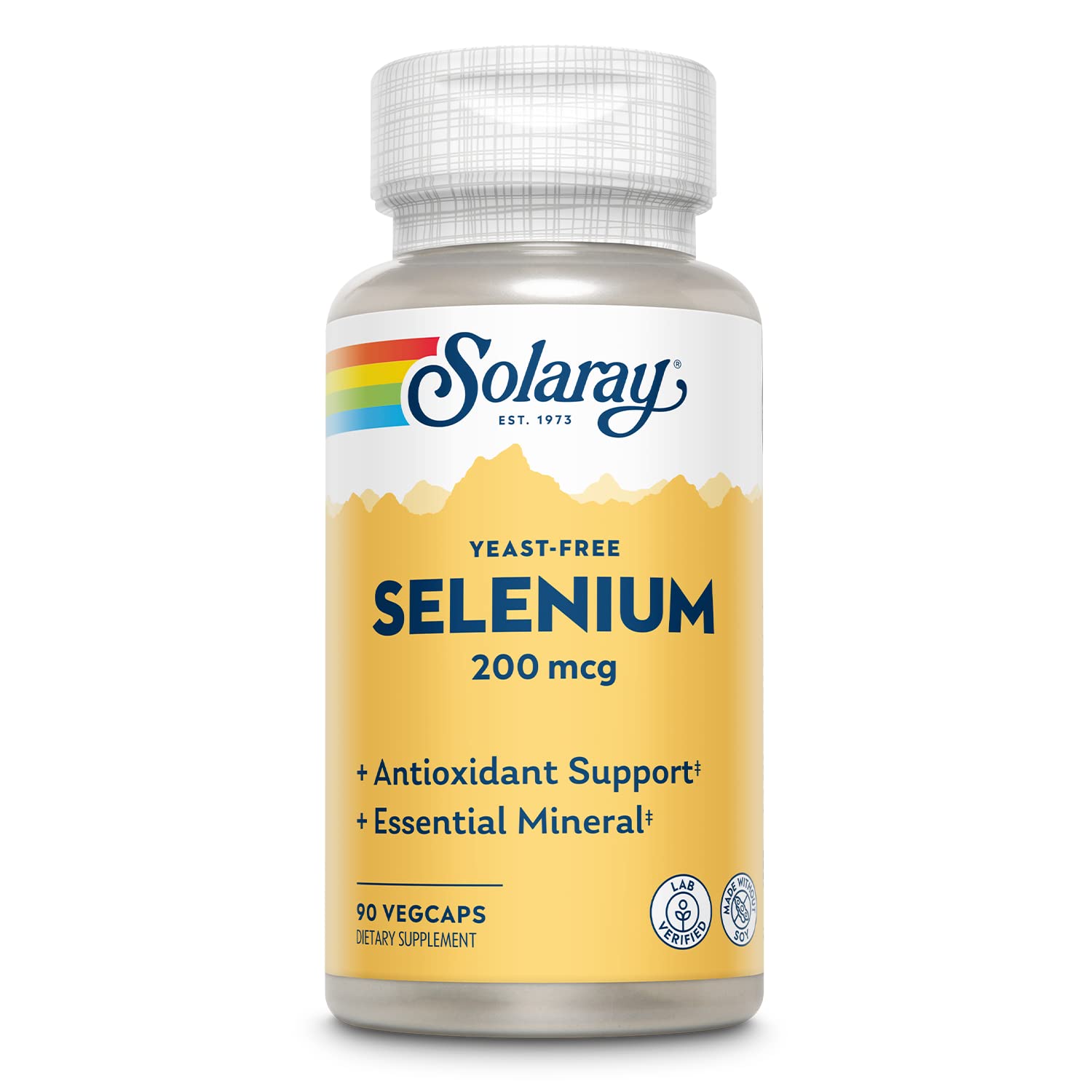 SOLARAY Sélénium sans levure bouteille soutien thyroïde et immunité au quotidien.