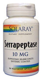 SOLARAY Serrapeptase – etiquette-bouteille, informations d'utilisation et origine.