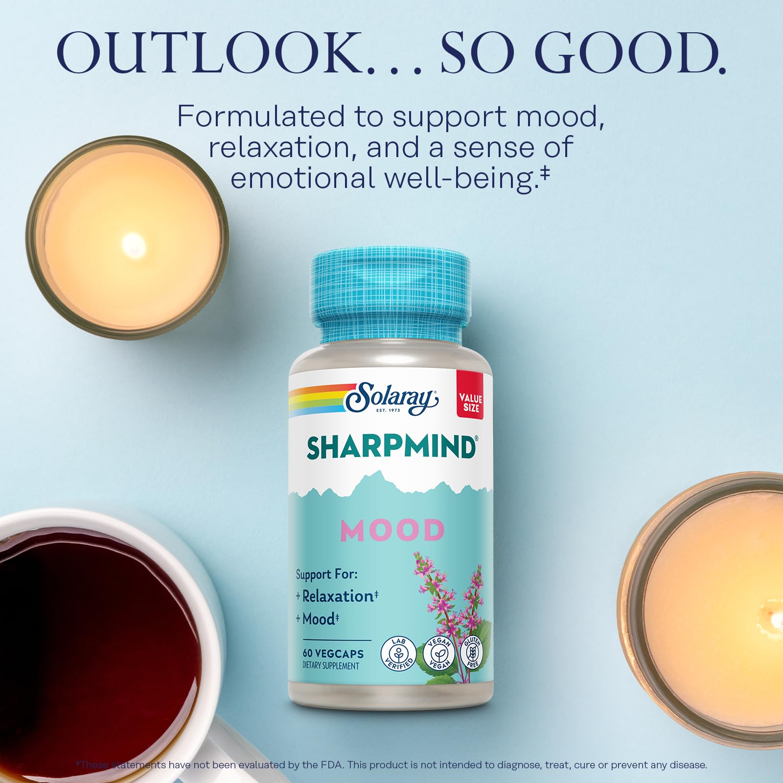SOLARAY SharpMind Basilic Sacré capsules pour le bien‑être émotionnel