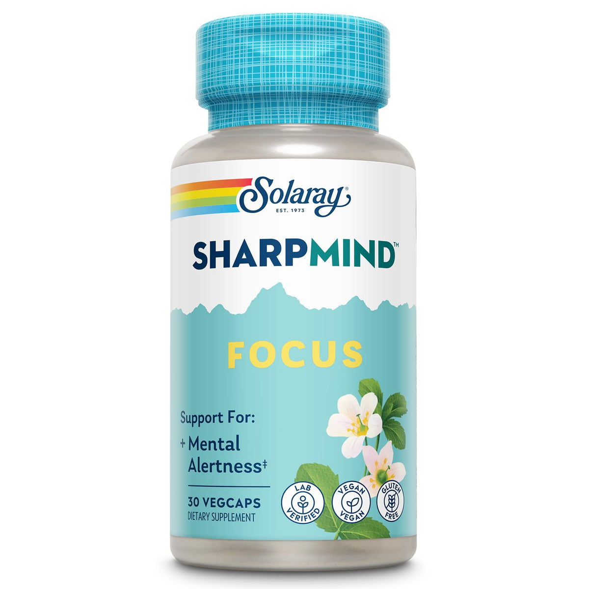 SOLARAY SharpMind Focus – Bouteille visible, potentiel pour une meilleure concentration au quotidien.