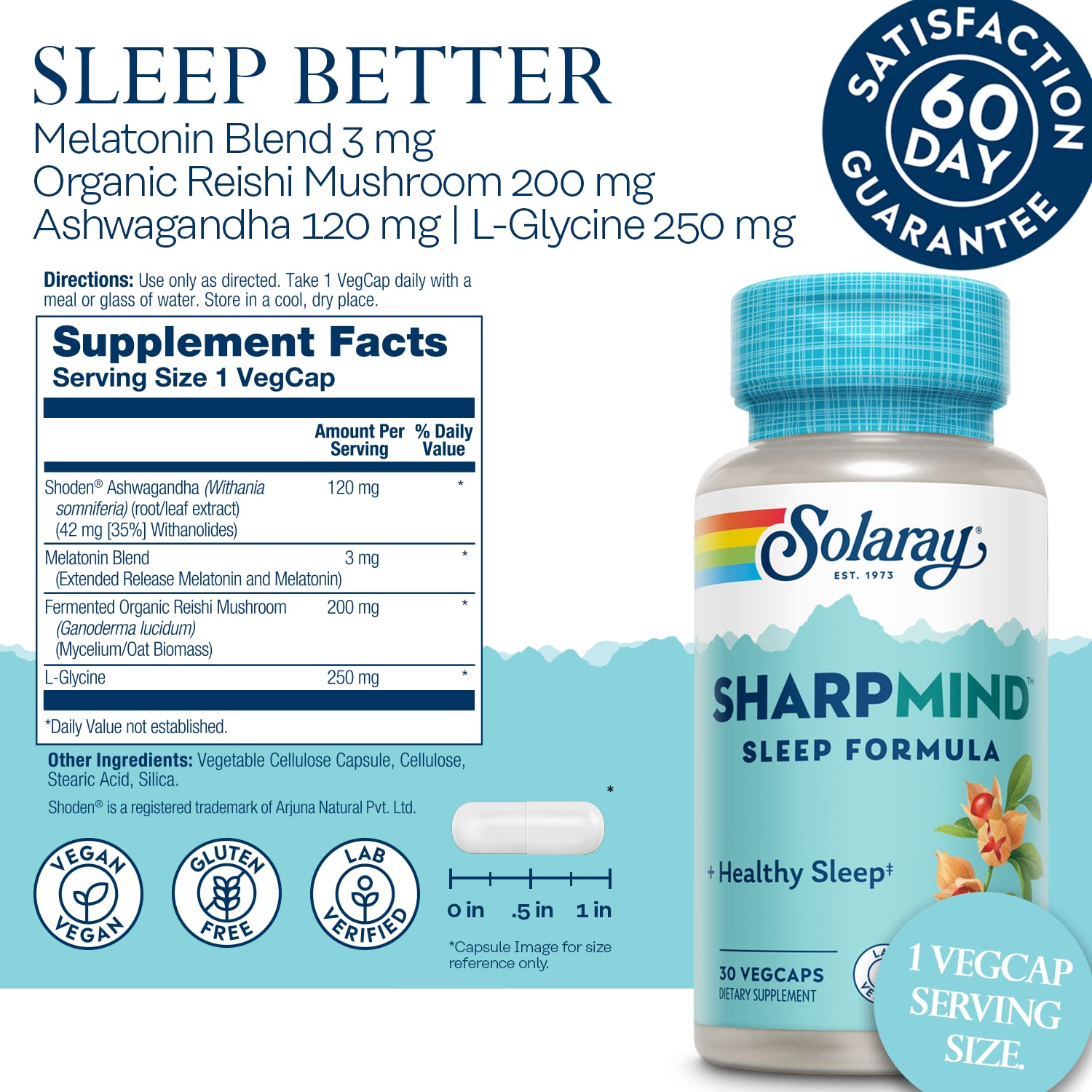 SOLARAY SharpMind Sommeil – capsules faciles à avaler pour routine nocturne