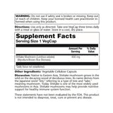 SOLARAY Shiitake 600 mg: Étiquette claire et traçabilité simple.