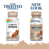 SOLARAY shiitake fermenté: étiquette indiquant le bénéfice pour le microbiote intestinal.