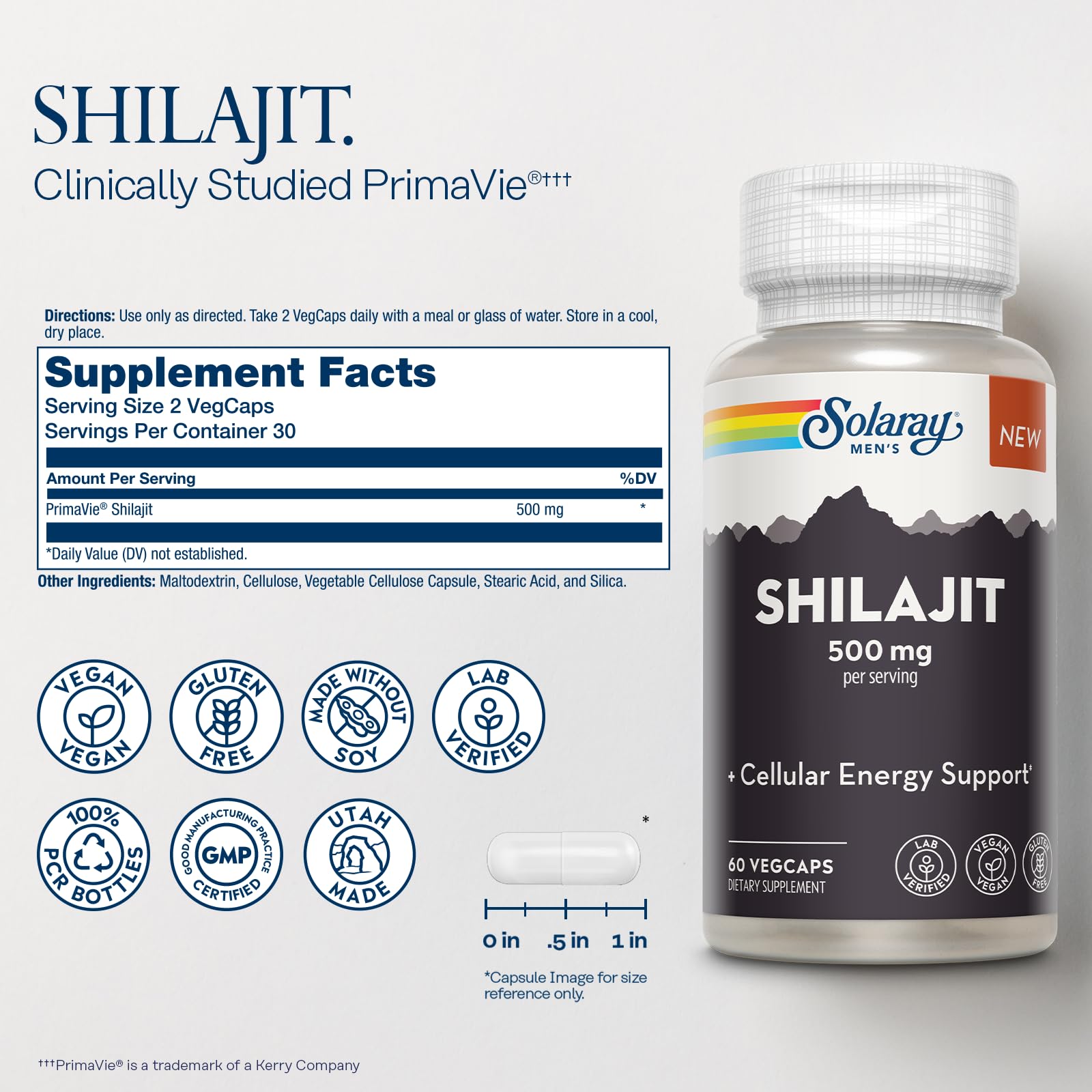 SOLARAY Shilajit: capsules ensemble, facilité d'utilisation quotidienne.