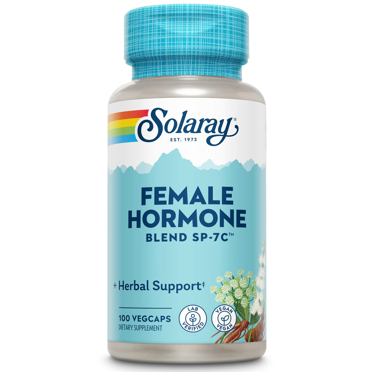 SOLARAY SP-7C flacon gélules végétales, soutien potentiel à l'équilibre féminin.