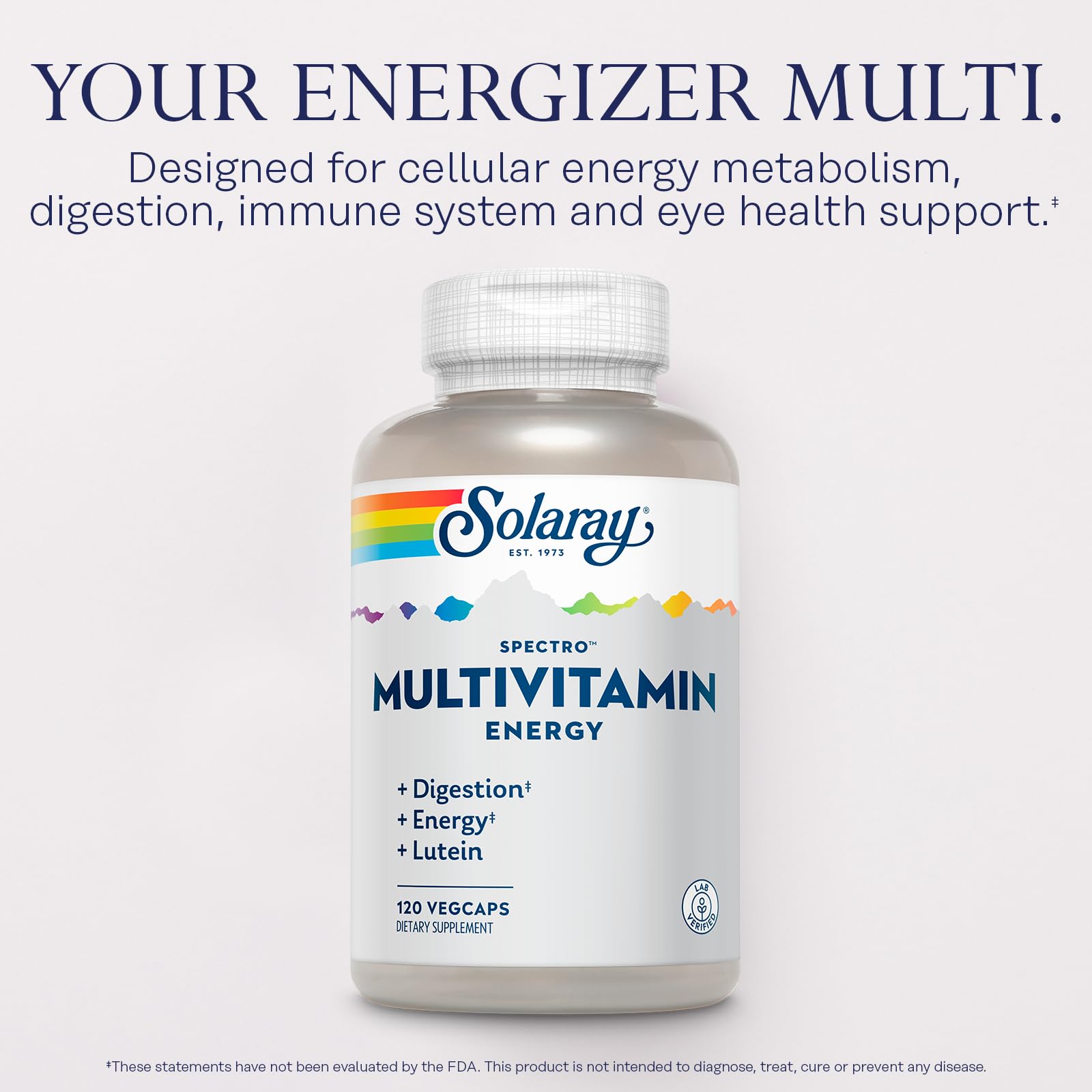 SOLARAY Spectro Énergie multivitamine — capsules faciles à avaler et faciles à digérer.