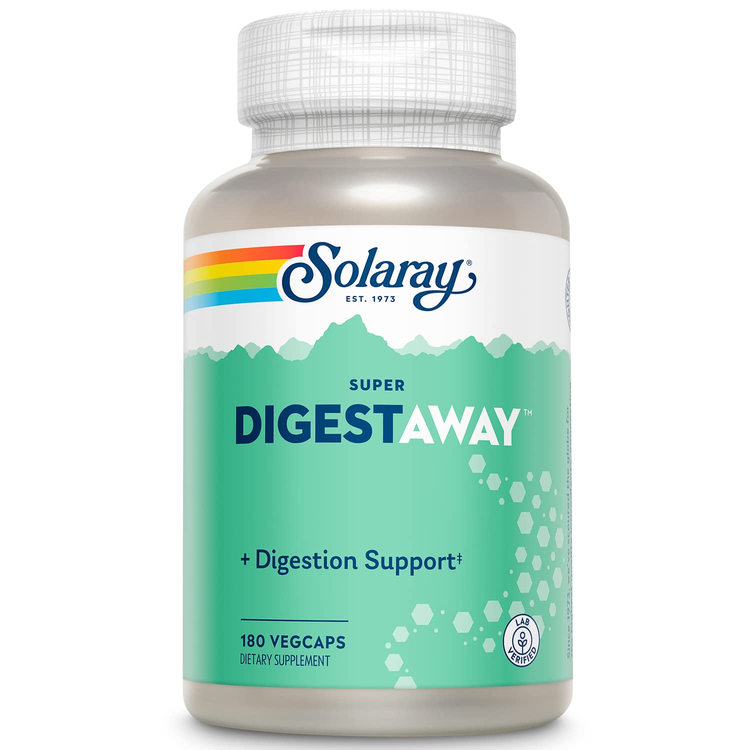 SOLARAY Super Digestaway – Bouteille de gélules végétales facilitant la digestion.
