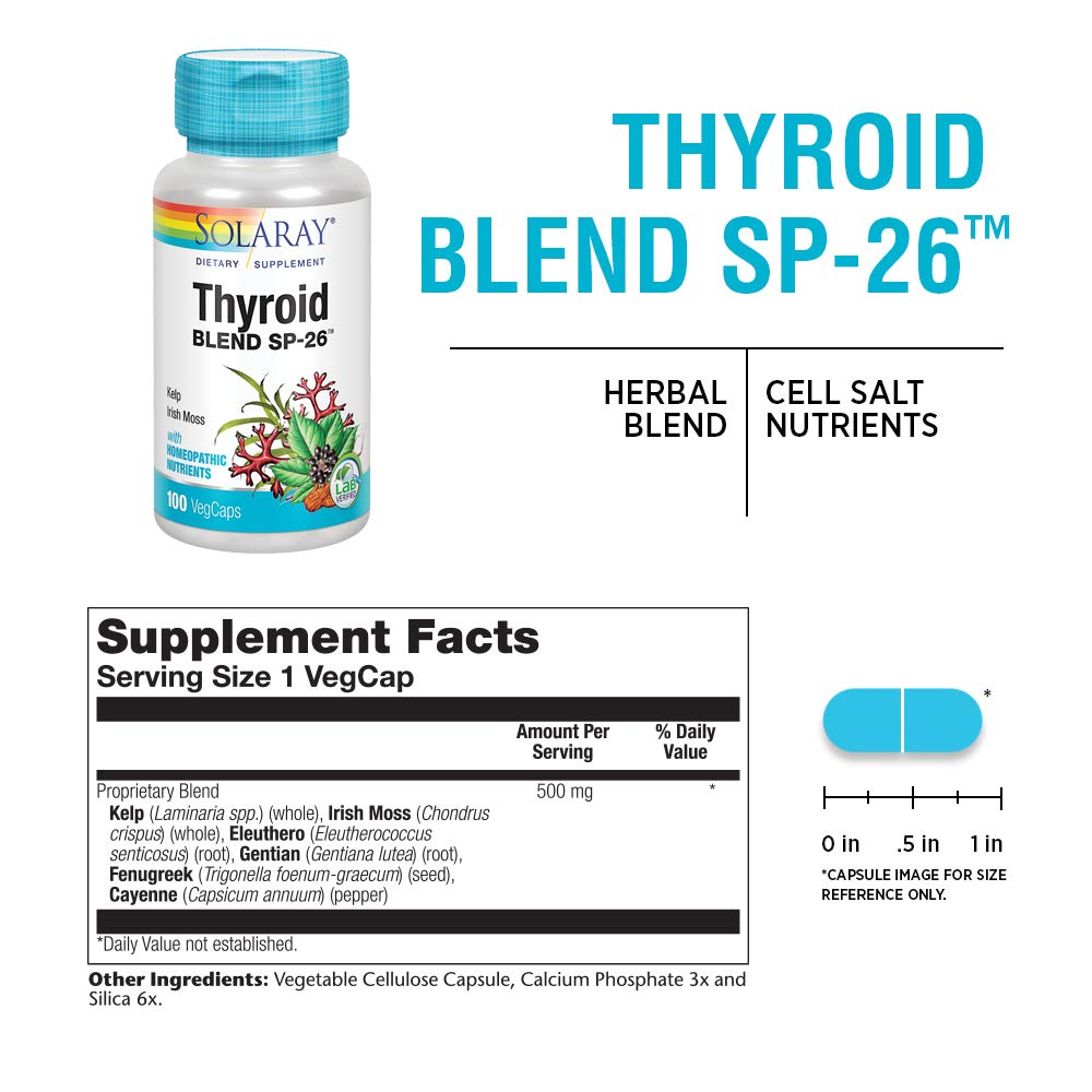 SOLARAY Thyroid Blend SP-26 : capsules faciles à avaler pour une routine quotidienne