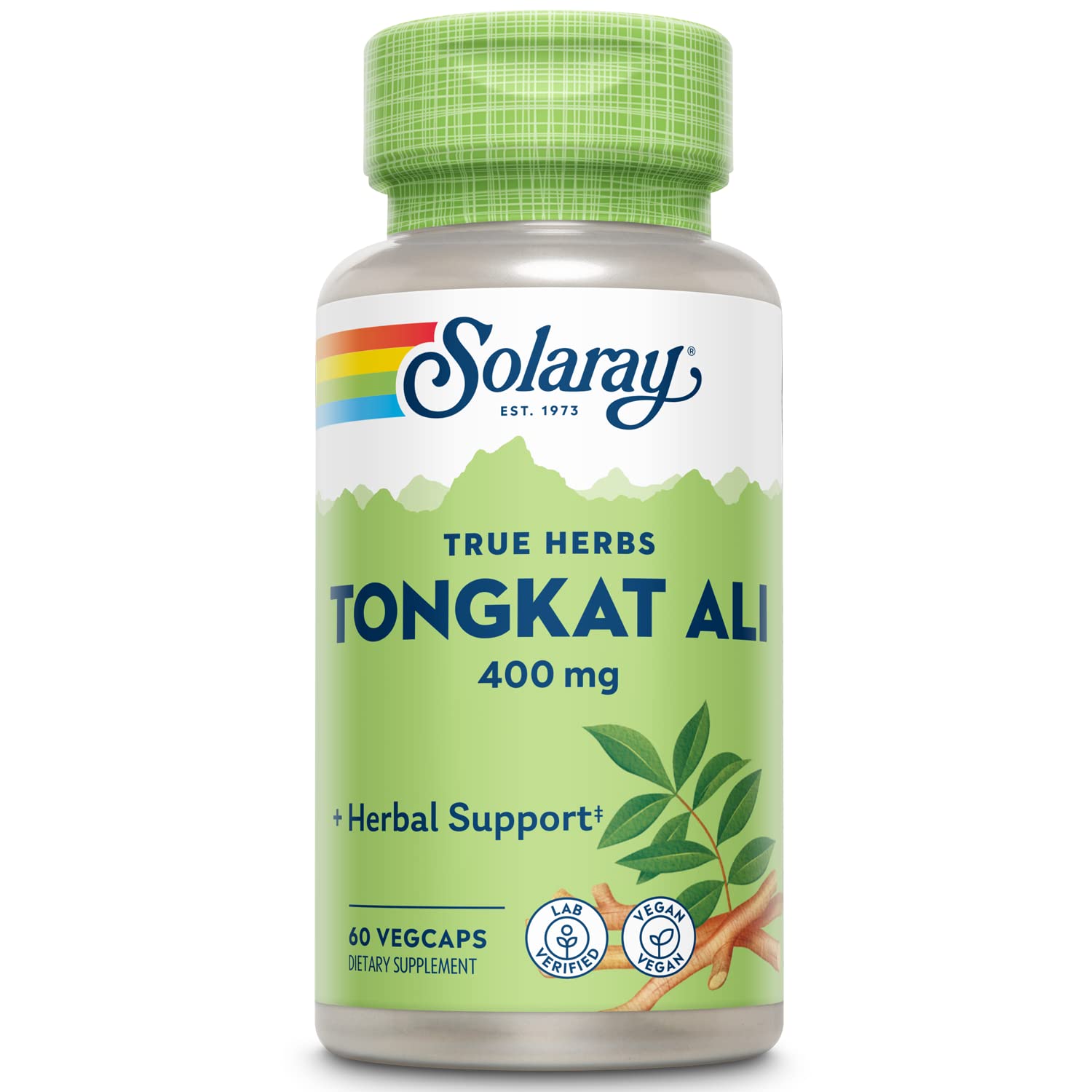 SOLARAY Tongkat Ali bouteille: soutien potentiel à l'énergie et à la vitalité masculine.
