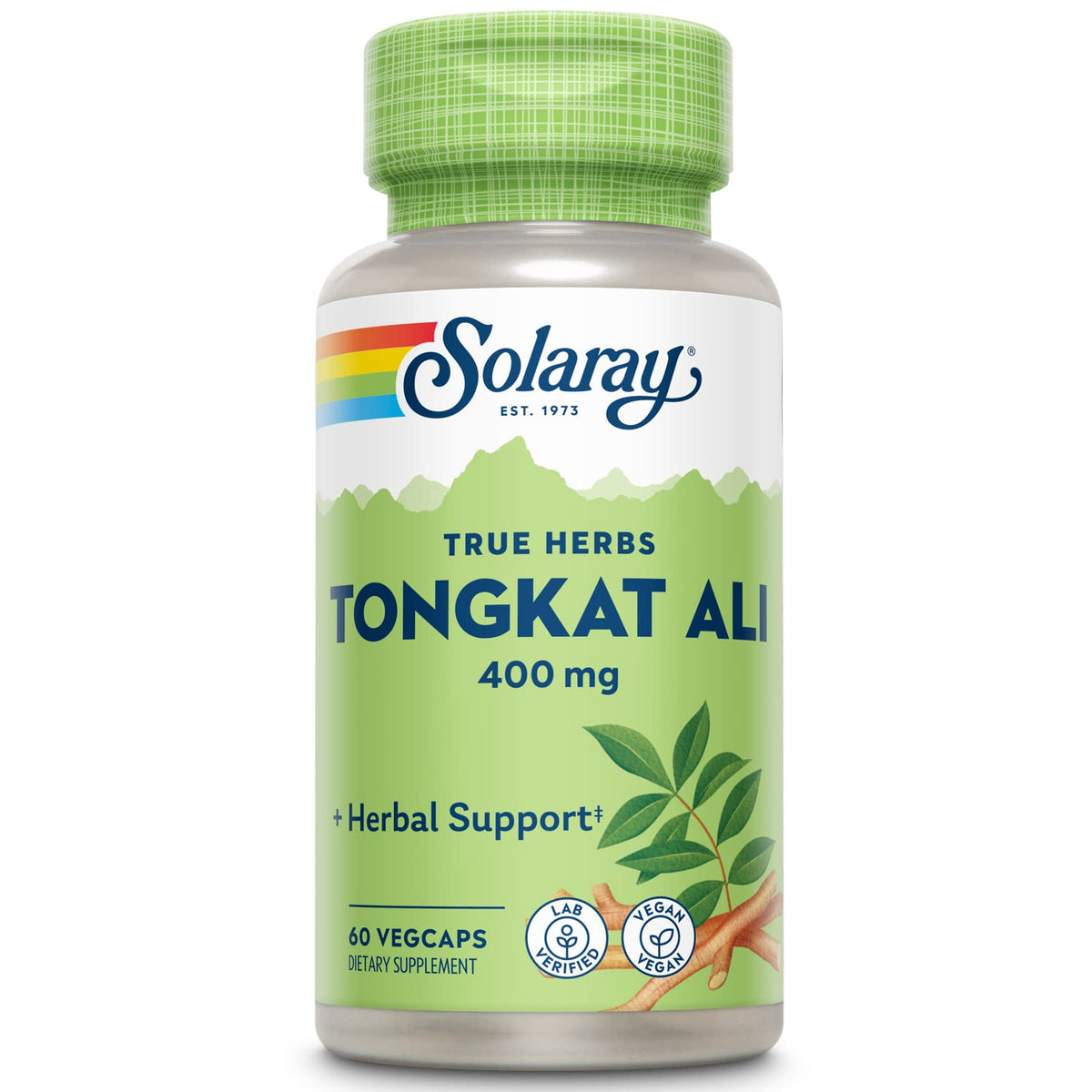 SOLARAY Tongkat Ali bouteille: soutien potentiel à l'énergie et à la vitalité masculine.