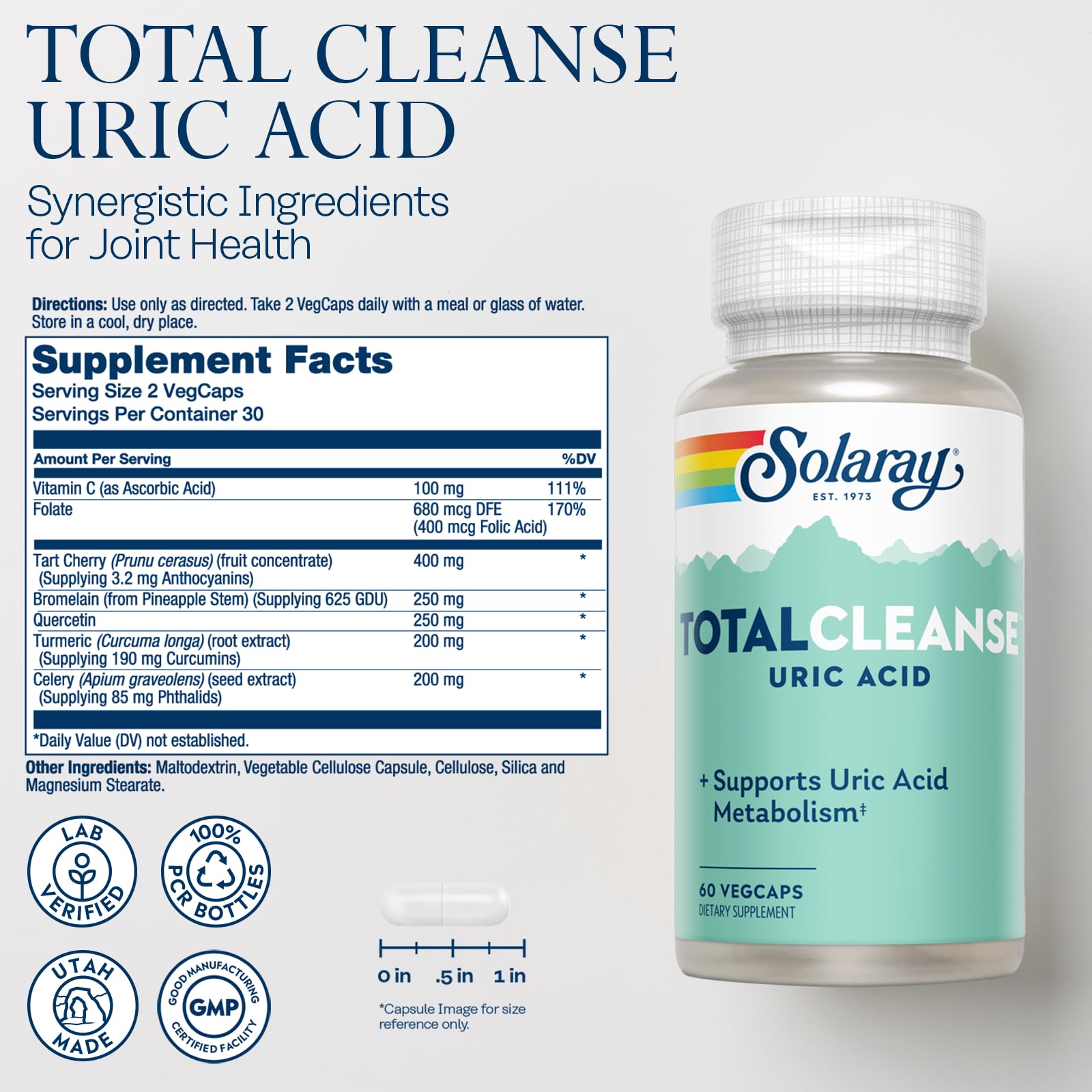 Étiquette SOLARAY Total Cleanse avec les mentions des ingrédients principaux.