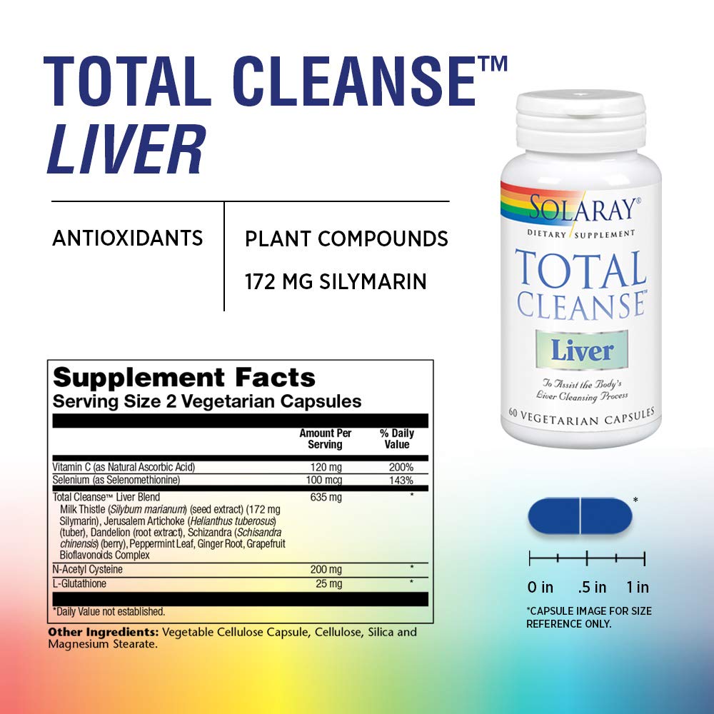 SOLARAY Total Cleanse Liver — étiquette lisible sur le flacon