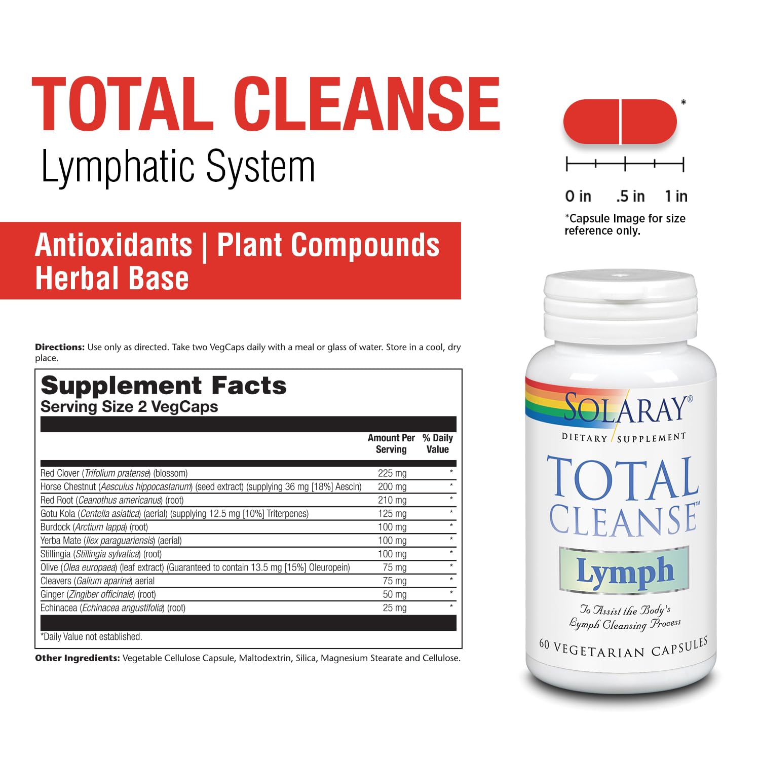 SOLARAY Total Cleanse Lymph – gélules végétales pour usage quotidien