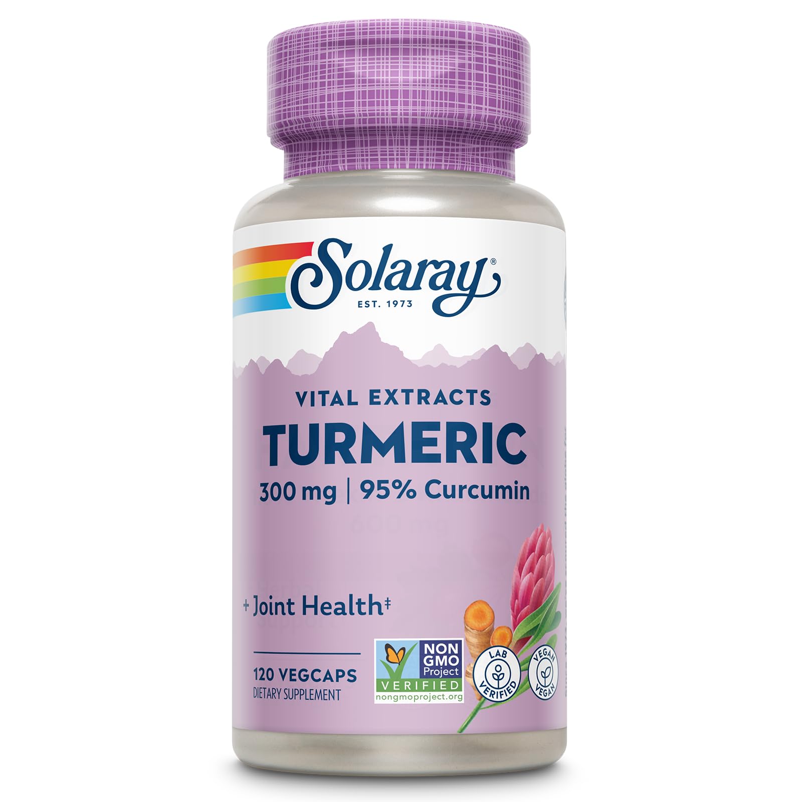 SOLARAY Turmeric – Bouteille visible, soutien des articulations potentiel.