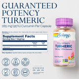 SOLARAY Turmeric – Étiquette lisible sur l’emballage végan et sans gluten.