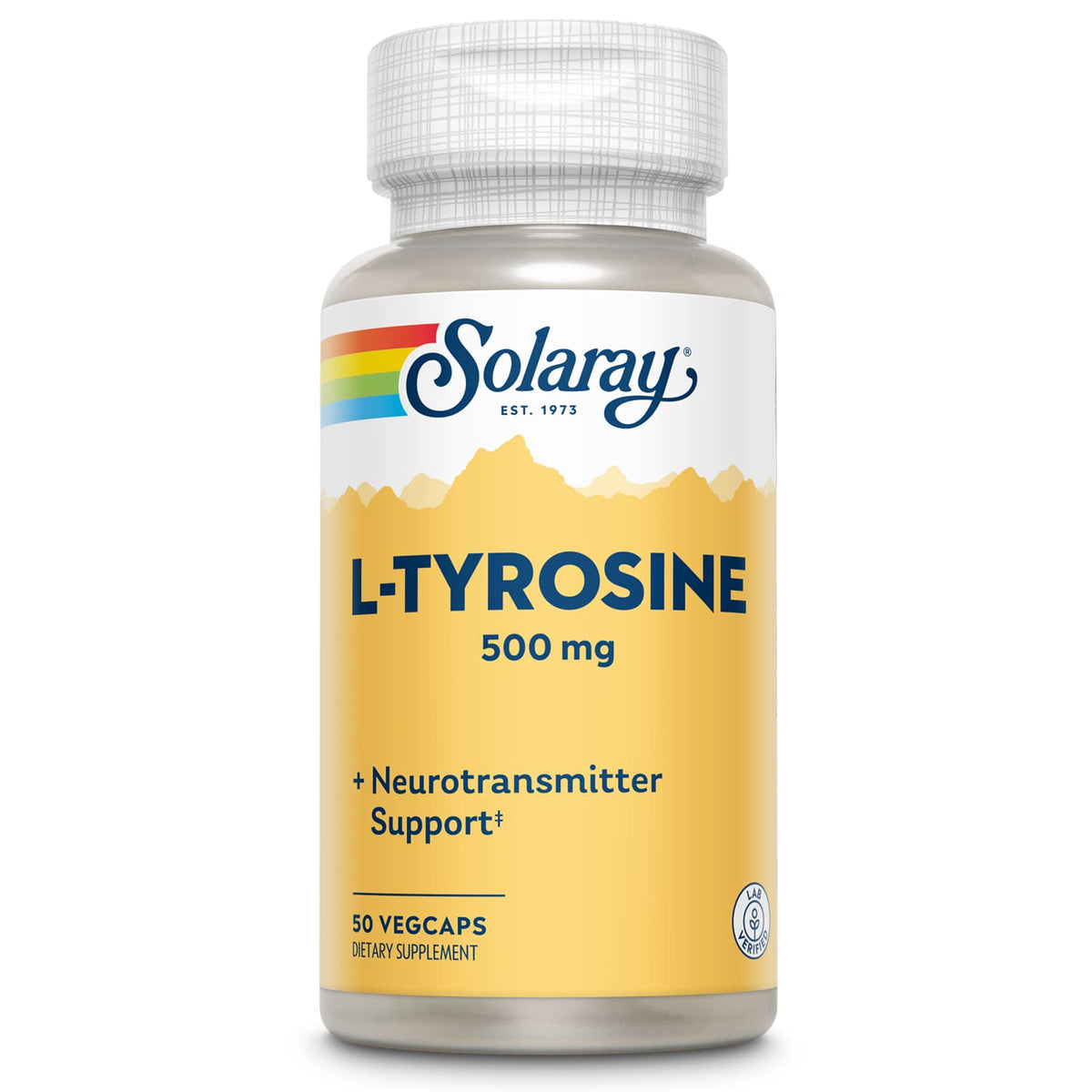 SOLARAY L-Tyrosine - bouteille végétale 500 mg, pratique pour votre routine.