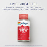 SOLARAY Ubiquinol CoQ-10: gélules évoquant énergie et vitalité.