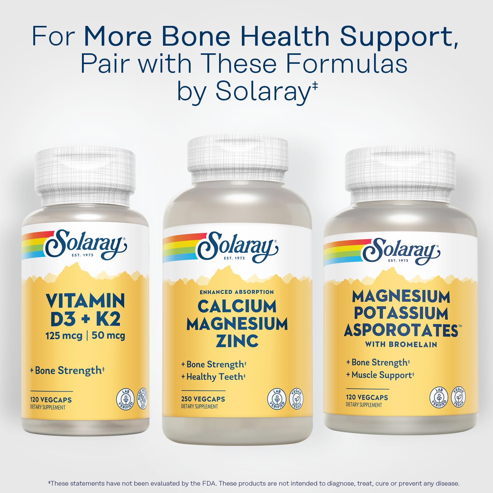 SOLARAY Calcium Magnesium Zinc - utilisation quotidienne simple et pratique.
