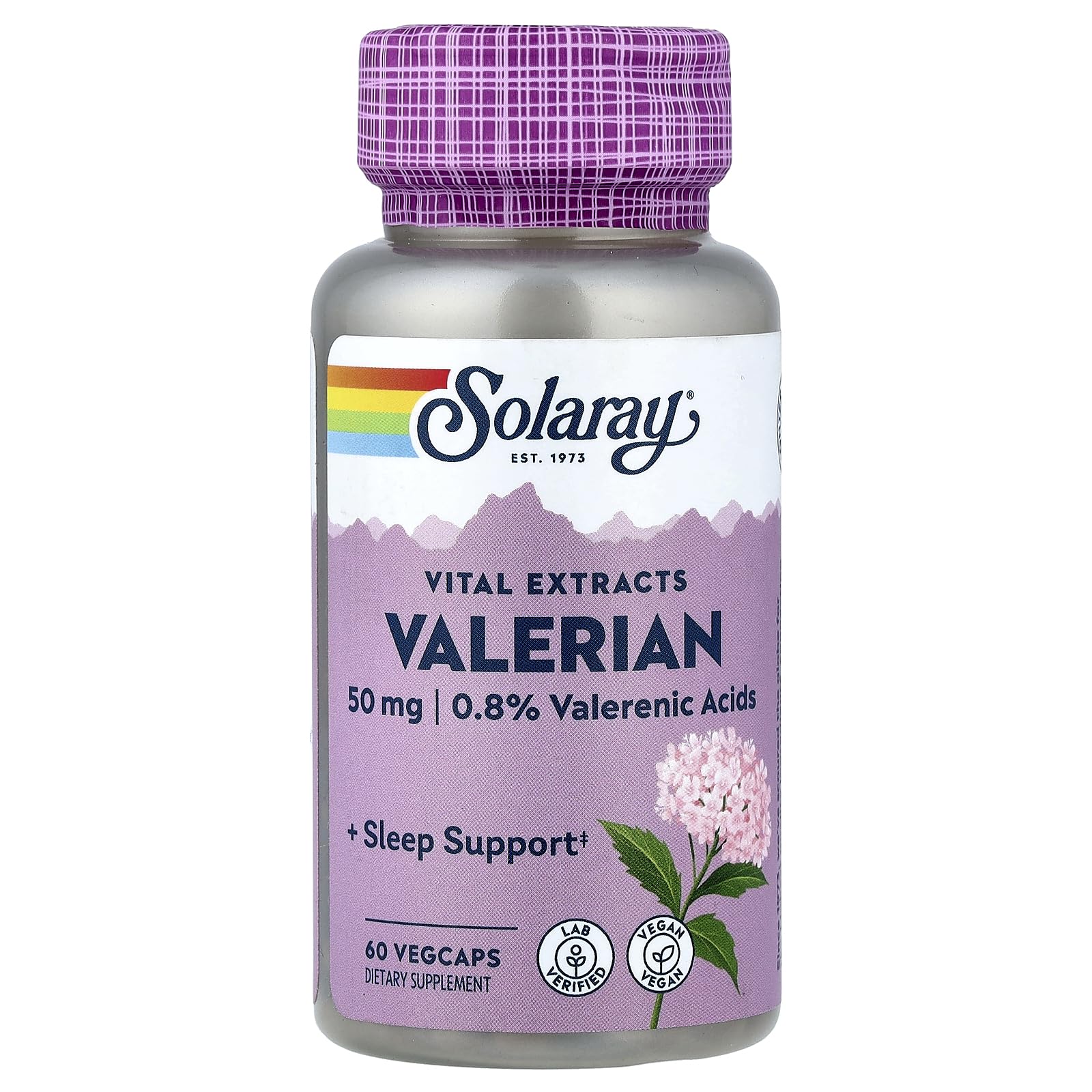 SOLARAY Valériane Extrait 50 mg – la bouteille, apaise et soutient un sommeil paisible.