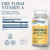 SOLARAY Vitamine A – capsules sèches faciles à digérer pour une routine quotidienne.