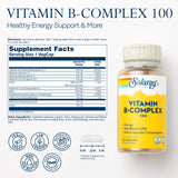 Solaray Vitamine B Complex 100 mg – gélules véganes soutenant vitalité et bien-être.