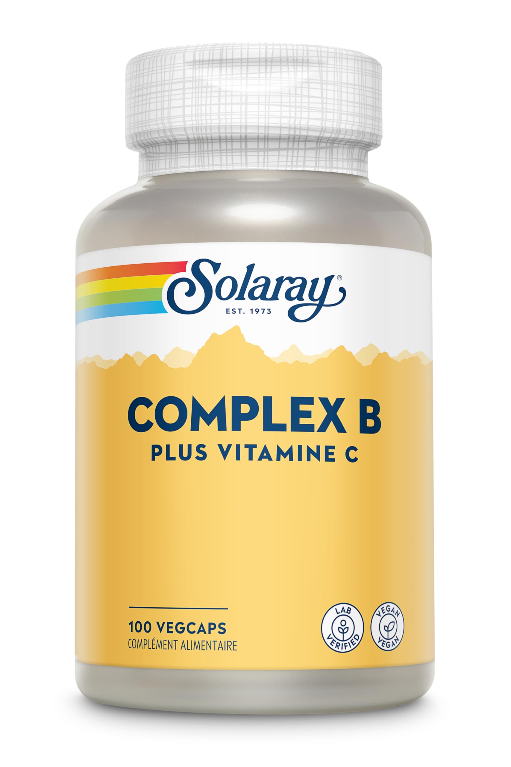 SOLARAY Vitamine B Complexe dose quotidienne indiquée sur l'étiquette