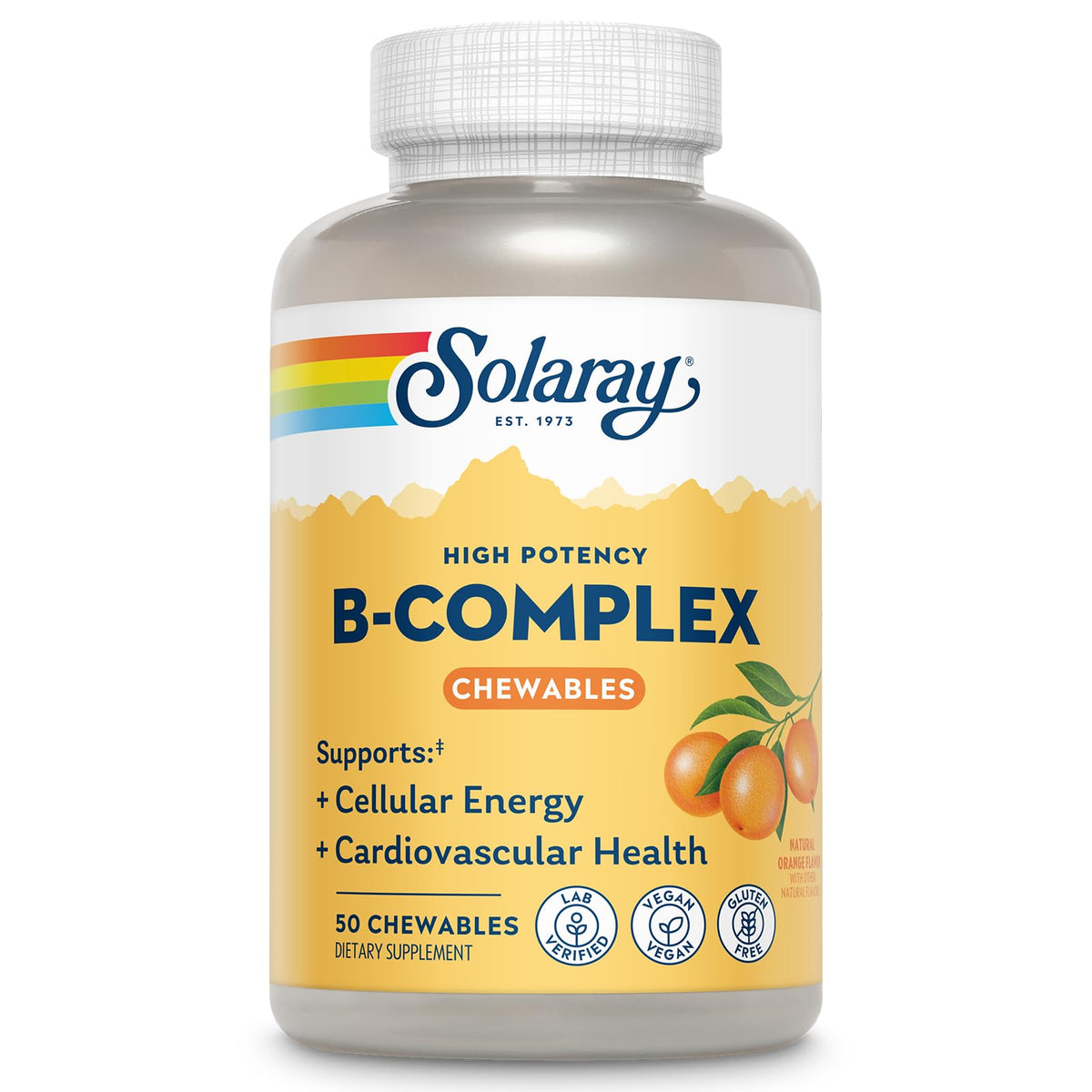 SOLARAY Vitamine B Complex gommes orange, énergie cellulaire et vitalité quotidienne.