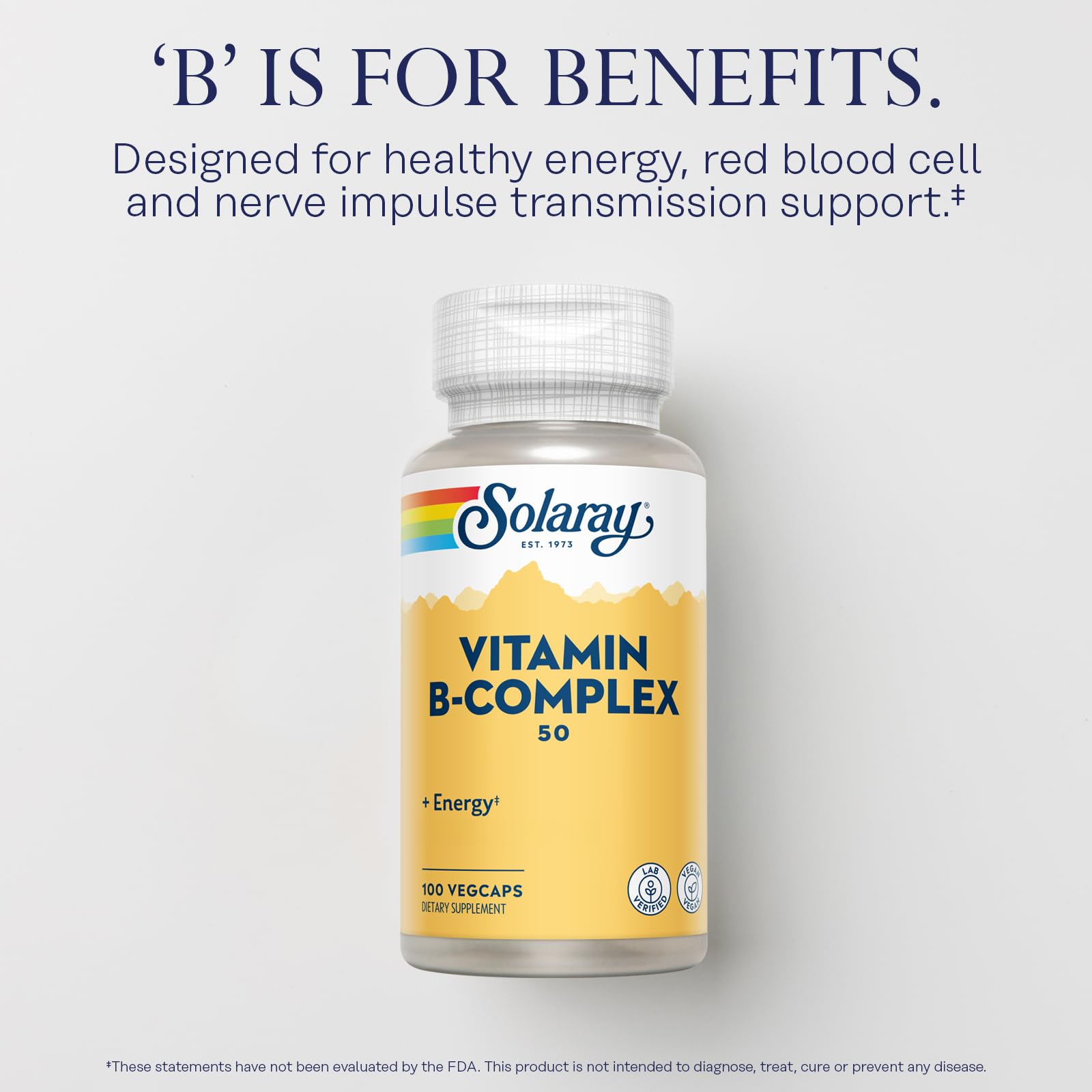 SOLARAY Vitamine B Complex – Illustration des ingrédients et vitamines B