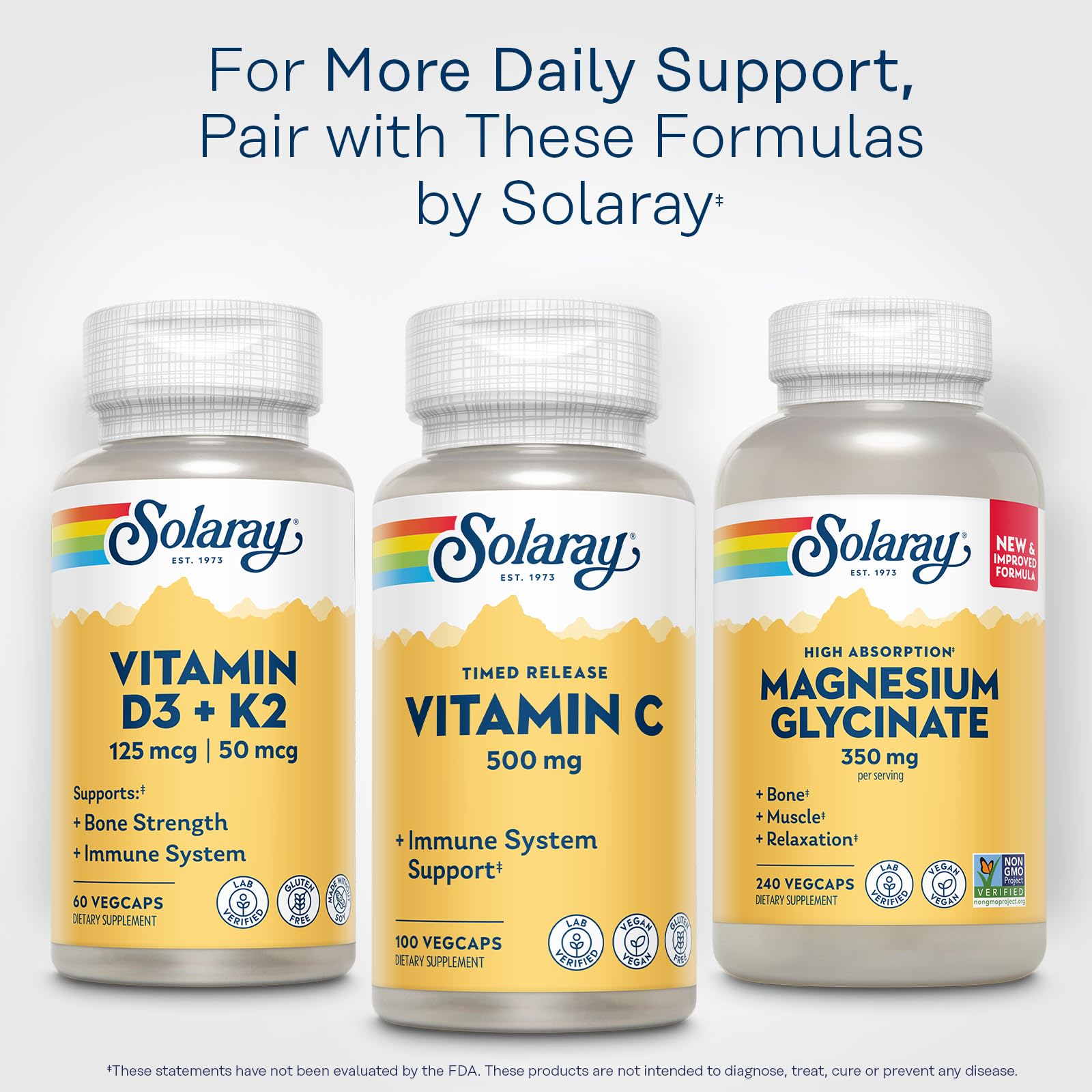 SOLARAY 100 portions, format pratique pour une supplémentation durable.