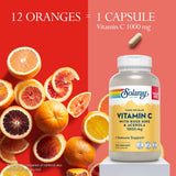 SOLARAY Vitamine C 1000mg, cynorrhodon et acérola, source naturelle de bioflavonoïdes.