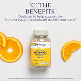Étiquette SOLARAY vitamine C 1000 mg démontrant GMP et pureté.