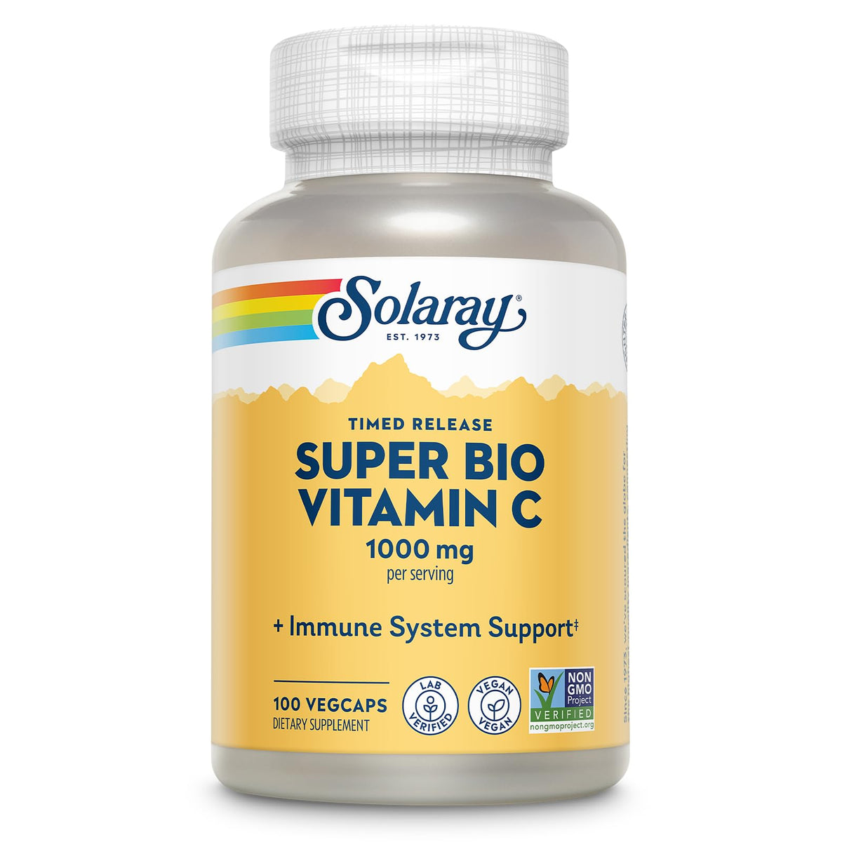 SOLARAY Vitamine C 1000 mg – bouteille avec libération étagée pour une action continue.