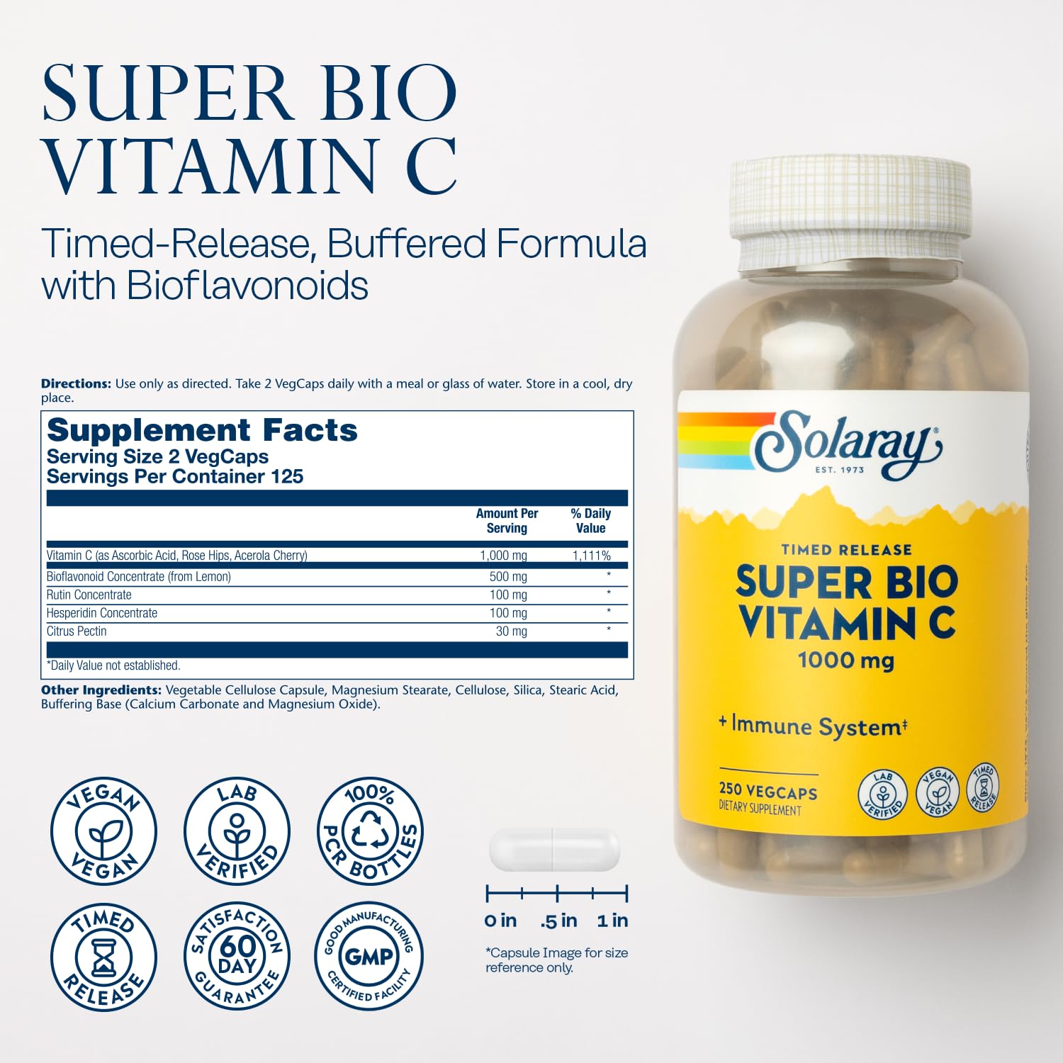 Vitamine C 1000 mg avec rose-hips et acérola, nutriments naturels.