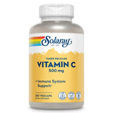 SOLARAY vitamine C 500 mg: bouteille prête pour le soutien immunitaire quotidien.