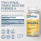 SOLARAY Vitamine C gélules végétales visibles, soutien immunitaire et absorption progressive.