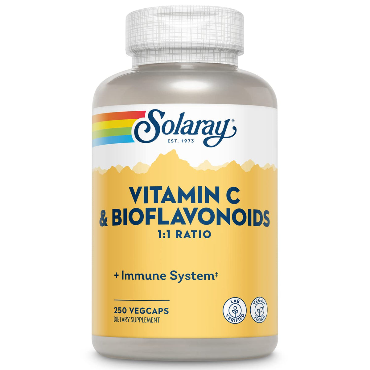 SOLARAY Vitamine C 500 mg avec rose-hips et acerola, soutien potentiel du système immunitaire.