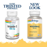 SOLARAY Vitamine C 800 mg: baies d’églantier et Acerola favorisant l’absorption et la santé cutanée.