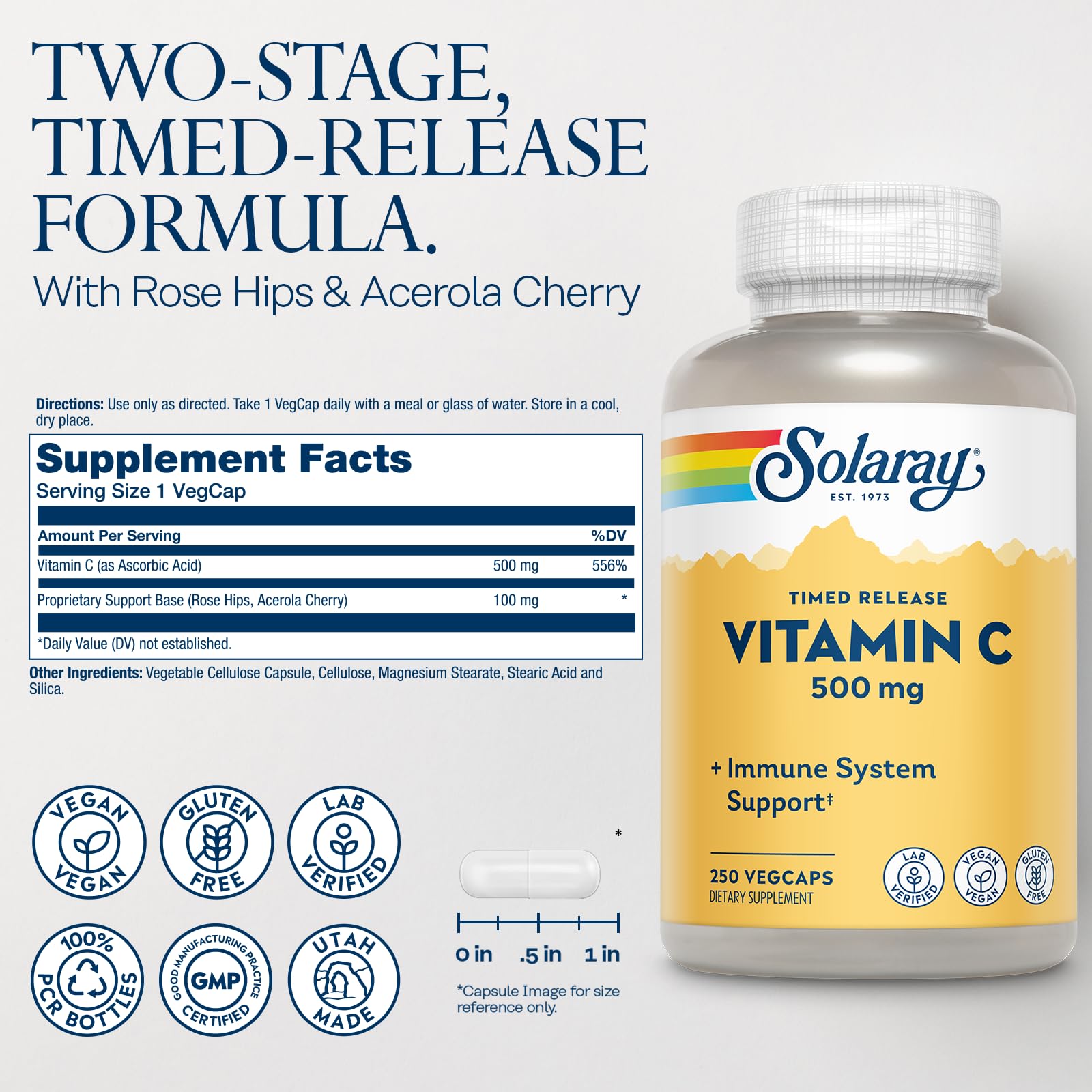 Capsules véganes SOLARAY faciles à prendre pour soutenir l'immunité.