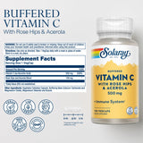 SOLARAY capsules vitamine C tamponnée 500 mg, formulation douce et digeste.