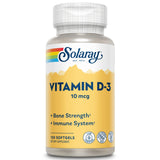 SOLARAY vitamine D-3 400 UI dans flacon de gélules molles pour le quotidien.