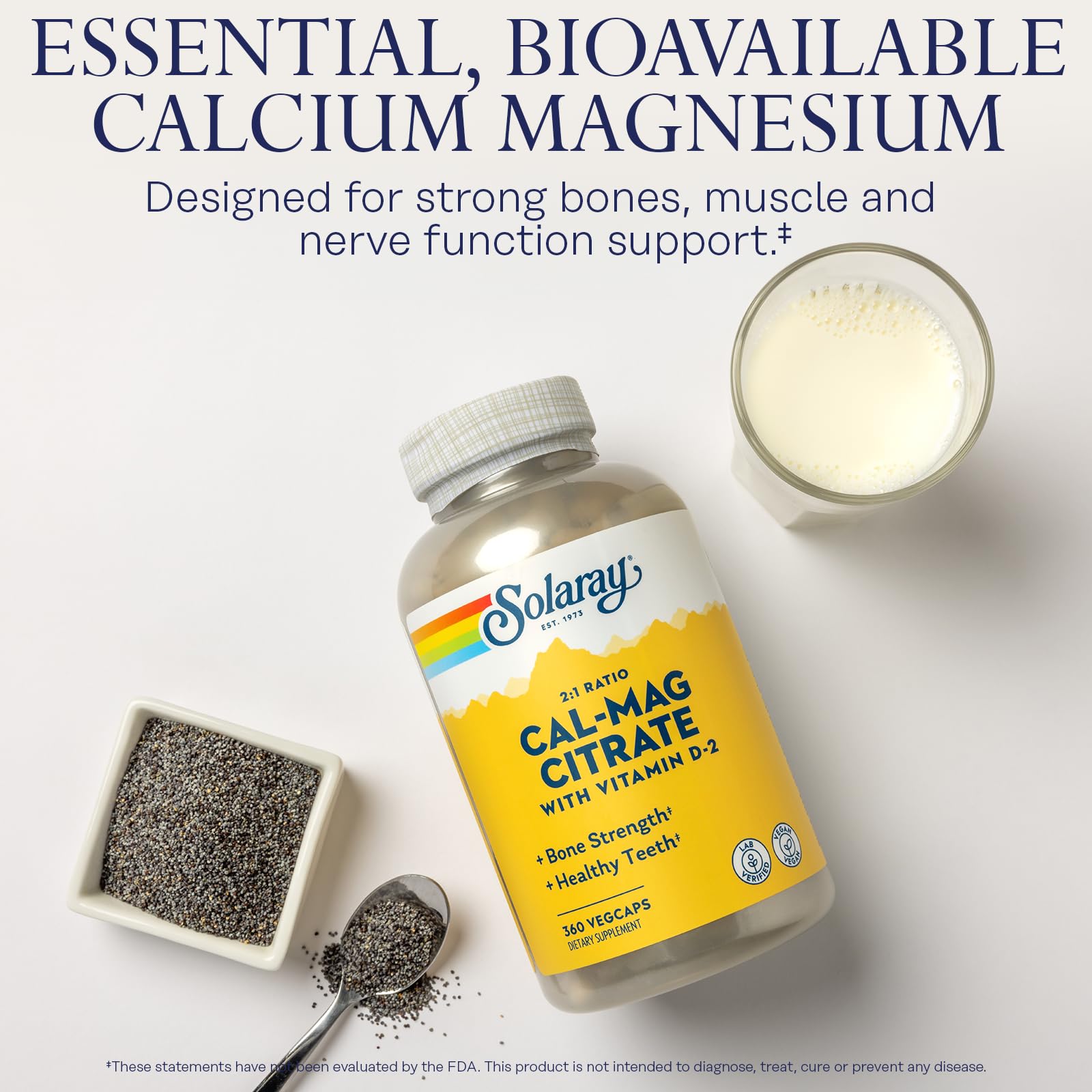 SOLARAY vitamine D2 dans des capsules pour l’absorption minérale.