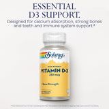 SOLARAY Vitamine D3 – Etiquette claire indiquant le dosage recommandé
