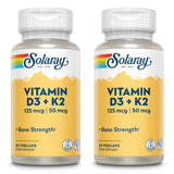 SOLARAY vitamine D3 + K2, bouteille, soutien potentiel calcium et santé cardiovasculaire