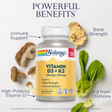 SOLARAY vitamine D3 K2 – Étiquette claire et informative