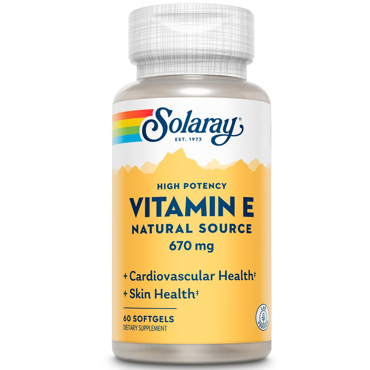 SOLARAY Vitamine E 1000 UI en bouteille softgel — soutien antioxydant quotidien.