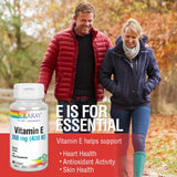 Boîte SOLARAY vitamine E 400 UI avec étiquette lisible.