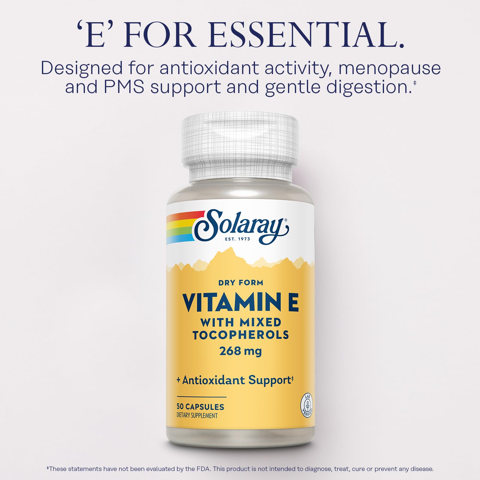 SOLARAY Vitamin E – mélange de tocophérols pour activité antioxydante potentielle.